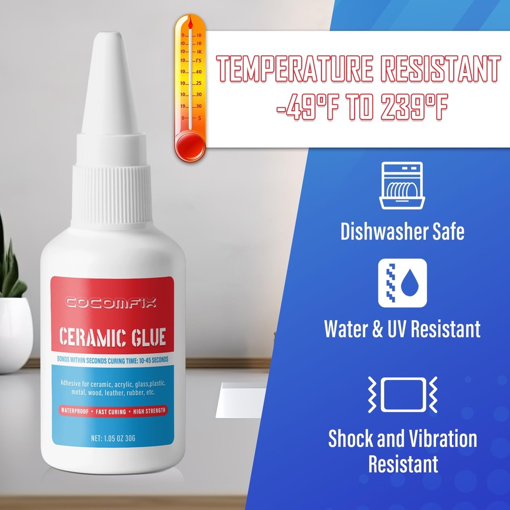 Waterproof Ceramic Glue - 30g Clear CA for Pottery & 1pack, Transparent