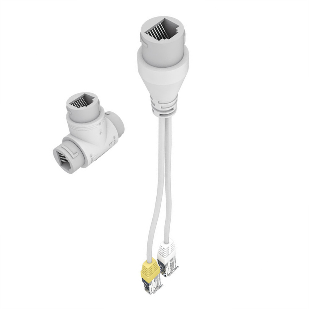 1Set POE Splitter 2-in-1 Network Cabling Connector Three-way RJ45 Connector