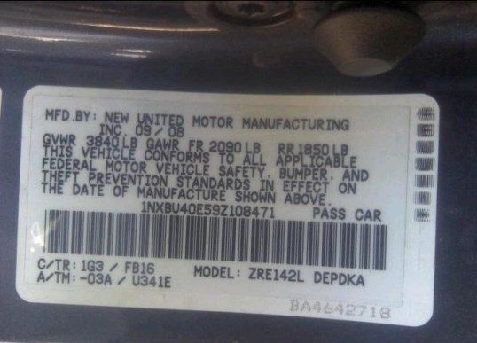 06-12 TOYOTA COROLLA DRIVER SIDE FRONT DOOR LOCK ACTUATOR
