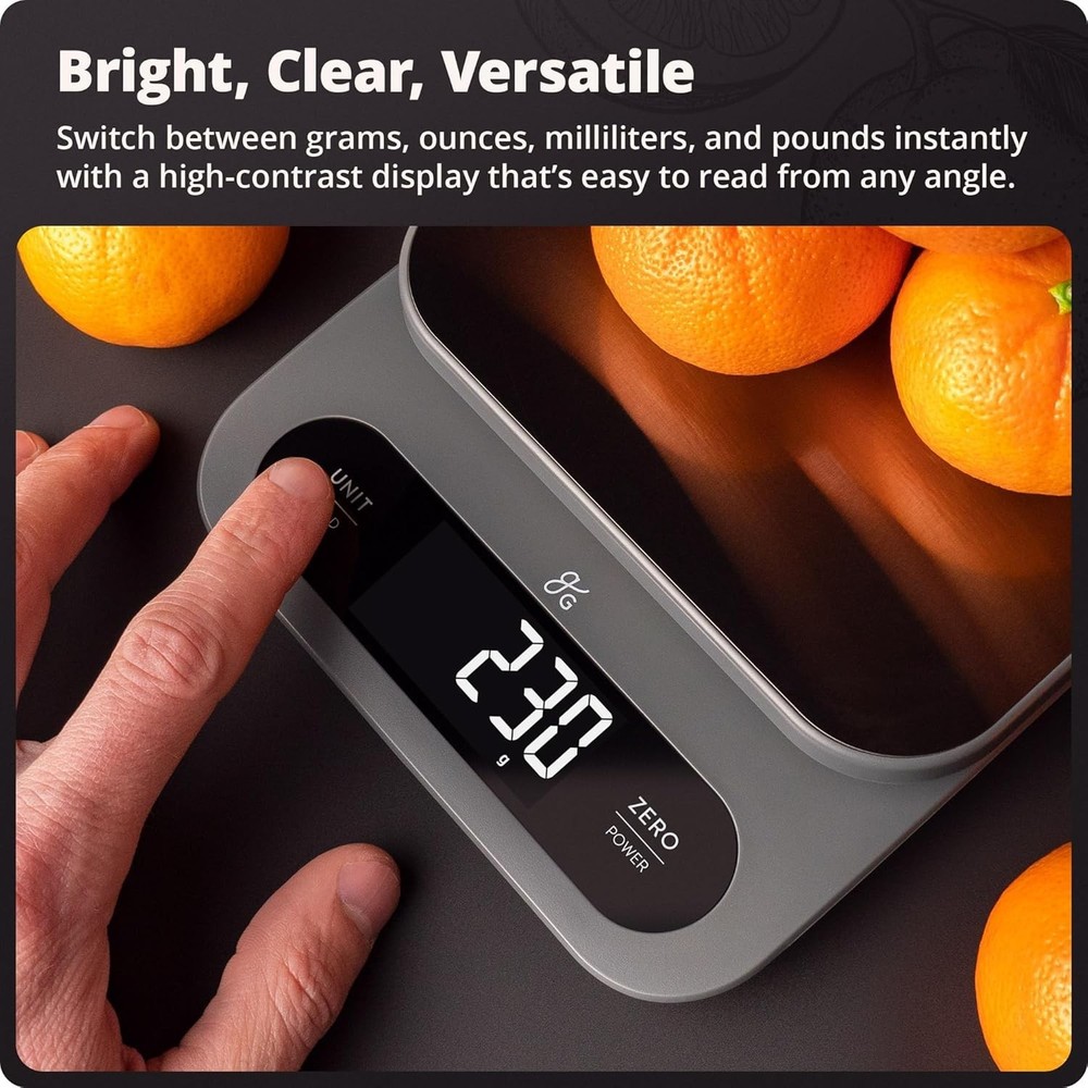 High-Capacity Digital Kitchen Scale, 22lb Stainless Steel
