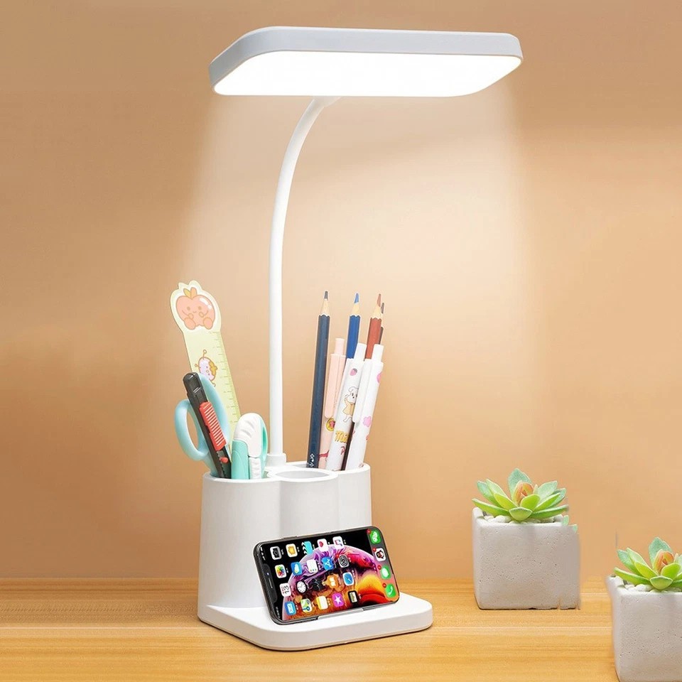 Dimmable LED Desk Light Touch Sensor Table Bedside Reading Lamp USB Rechargeable