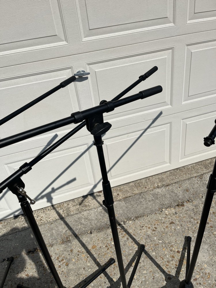 Four Tripod Microphone Stands with Boom Arms UnMarked