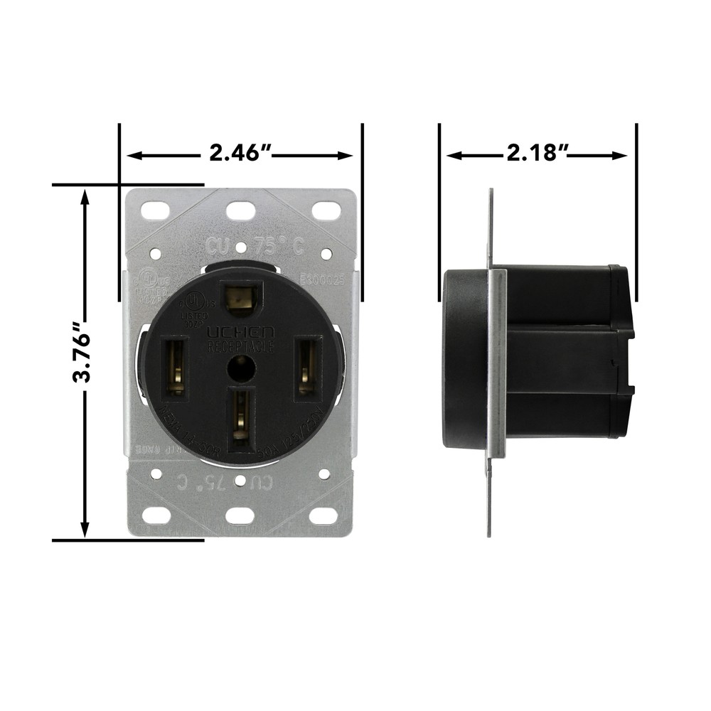 RV Trailer Camper 50 Amp Power VOLT Receptacle Mounting Plate OUTLET 50 A