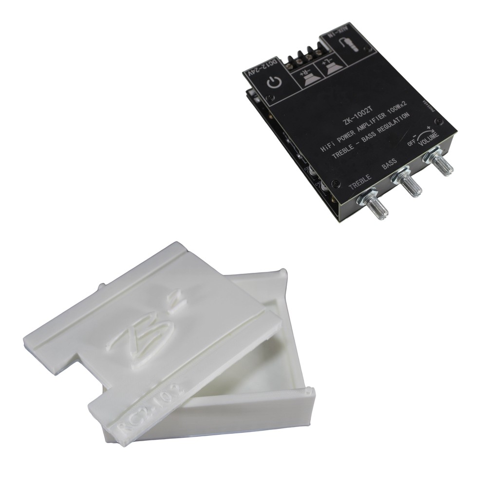 ZK-1002T Bluetooth/AUX Chip Amplifier & B2 Audio 3D-Printed Case for RC2