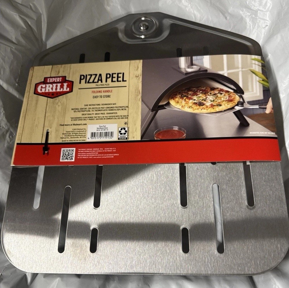 Metal Pizza Server Spatula w/Foldable Handle Pizza Oven Baking Oven Grill Large