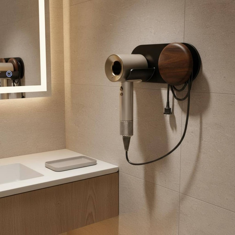 Wall-Mounted Blow Dryer Rack Space Saving Bathroom Organizer for Salon