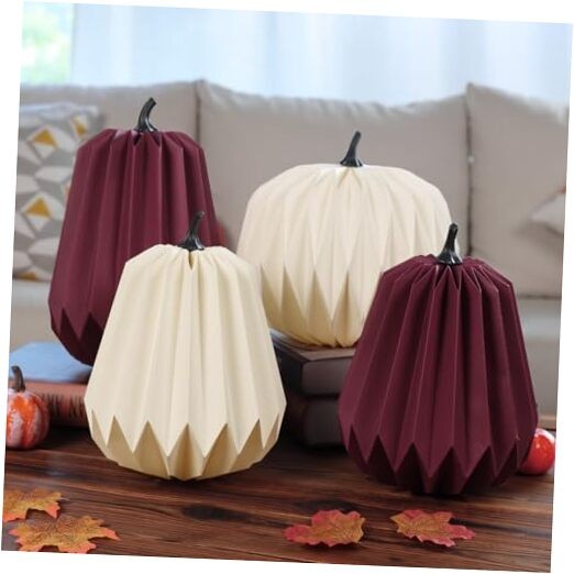 4Pcs Paper Pumpkin Table Decorations, 3D Honeycomb Design, Fall Thanksgiving