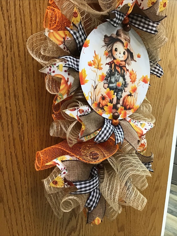 Fall Swag with Pumpkins Handmade Custom Wreath
