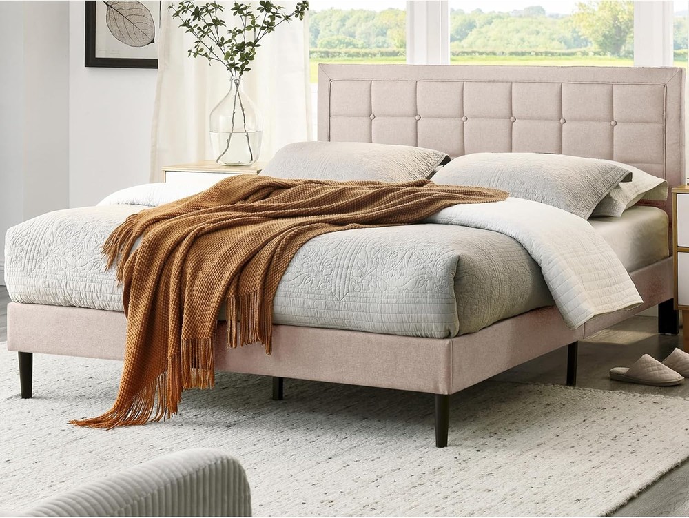 Mornington Upholstered 2.0 Platform Bed Button-Tufted Fabric Headboard & Metal