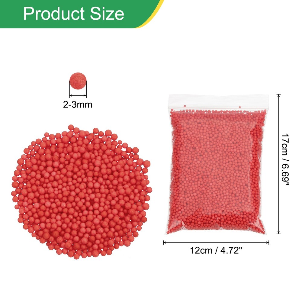 Foam Beads 2-3mm Mini Small Balls Polystyrene Beads Red