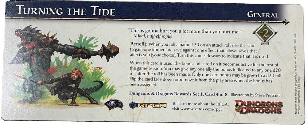Dungeons And Dragons Campaign Card TURNING THE TIDE - 4e / 4TH D&D