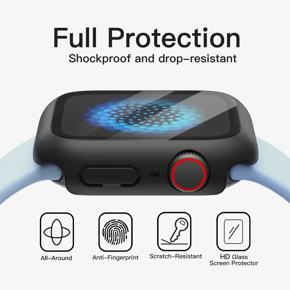 JETech Case with Screen Protector for Apple Watch Series 9 8 7 45mm, 2 Pack