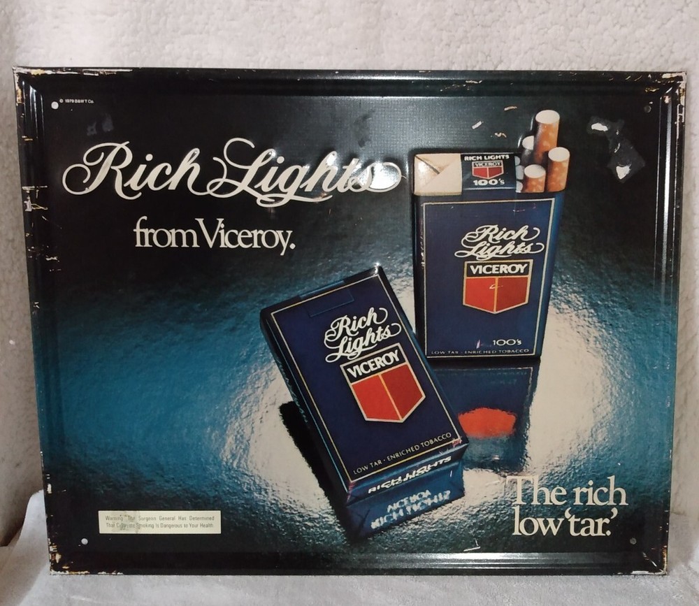 Vintage Tin VICEROY Cigarette Sign 1979