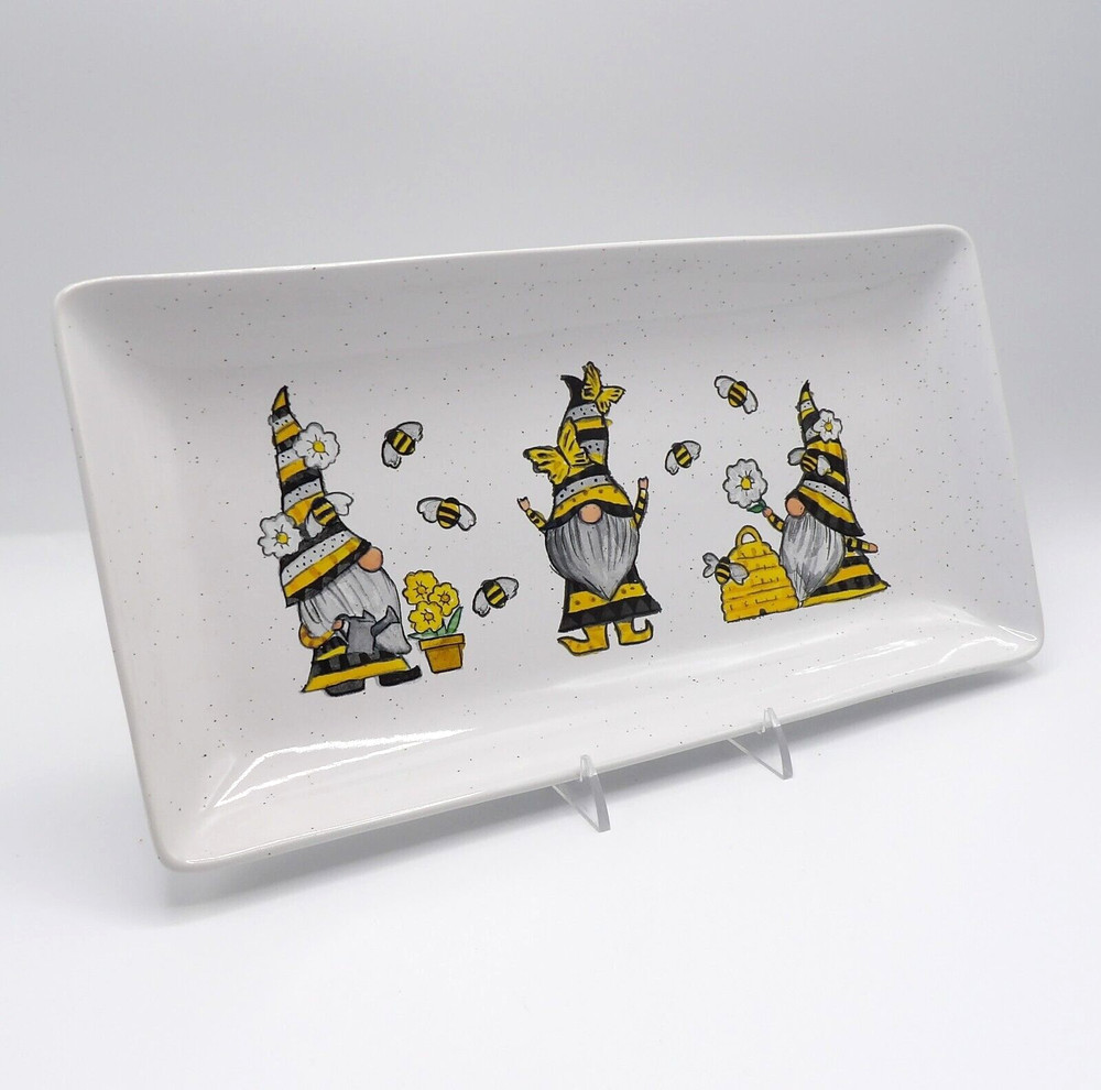 FALL GNOMES RECTANGULAR PLATTER BY HEARTLAND HIVE NEW