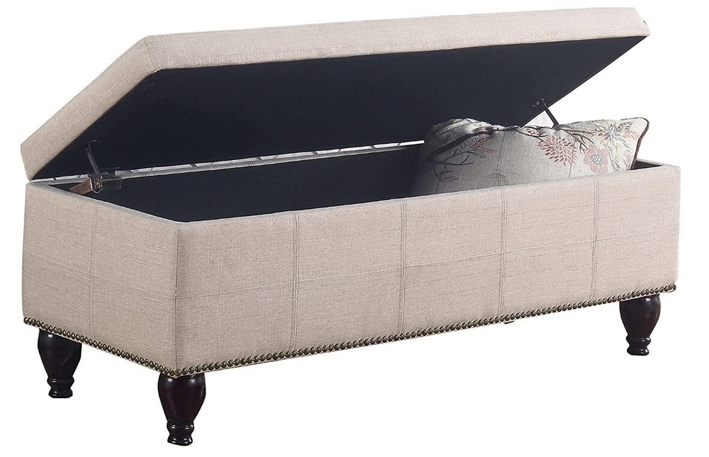 Rosevera Berta Upholstered Tufted Top Nailhead Rectangular Bench