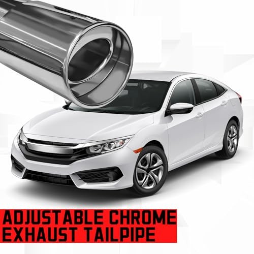 2.5"-3.3" Chrome Exhaust Tips Muffler Tips, Adjustable Straight Pipe Silver