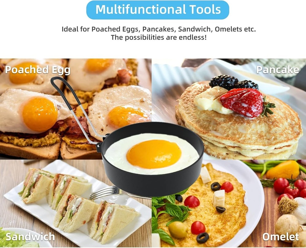 Professional-Grade 3.5" Egg Rings & Separator Set - Effortless Breakfast Maker