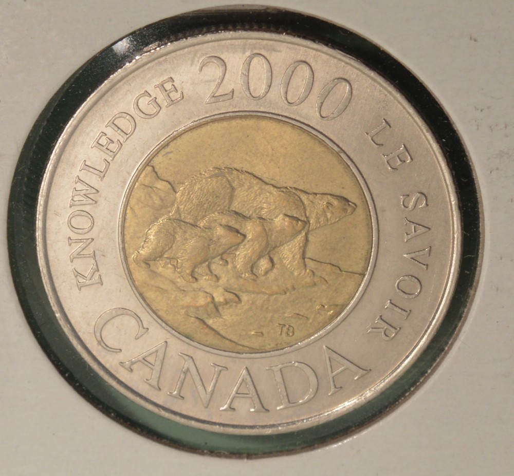 2000 - Canada Toonie $2 Dollar - Knowledge - LightlyCirculated - Inv#D-219  🇨🇦