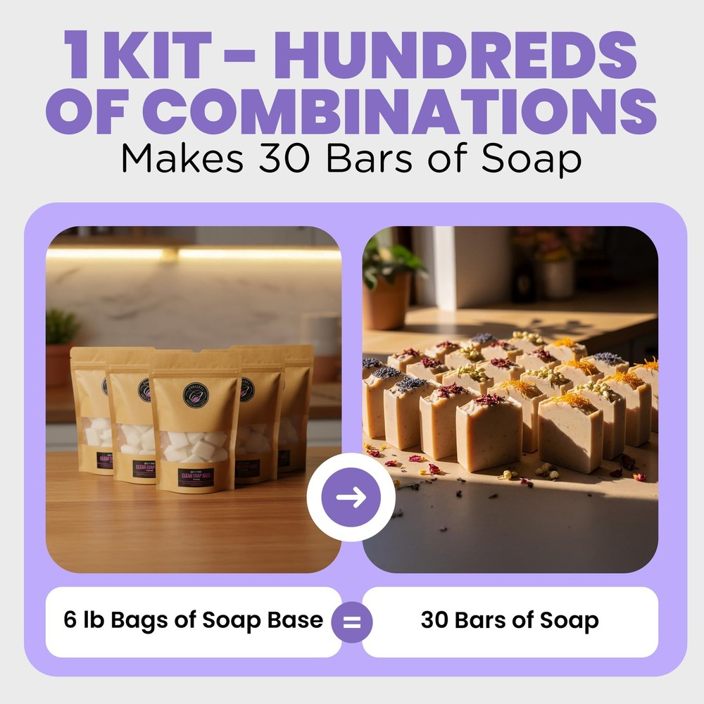 𝗦𝗨𝗣𝗘𝗥 𝗗𝗘𝗟𝗨𝗫𝗘 Soap Making Kit - All-in-One Soap Making Supplies wit...