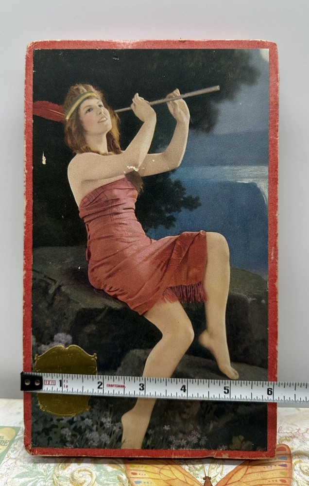 Antique Smith's Quality First Chocolates Candy Box- Native American Maiden Flute