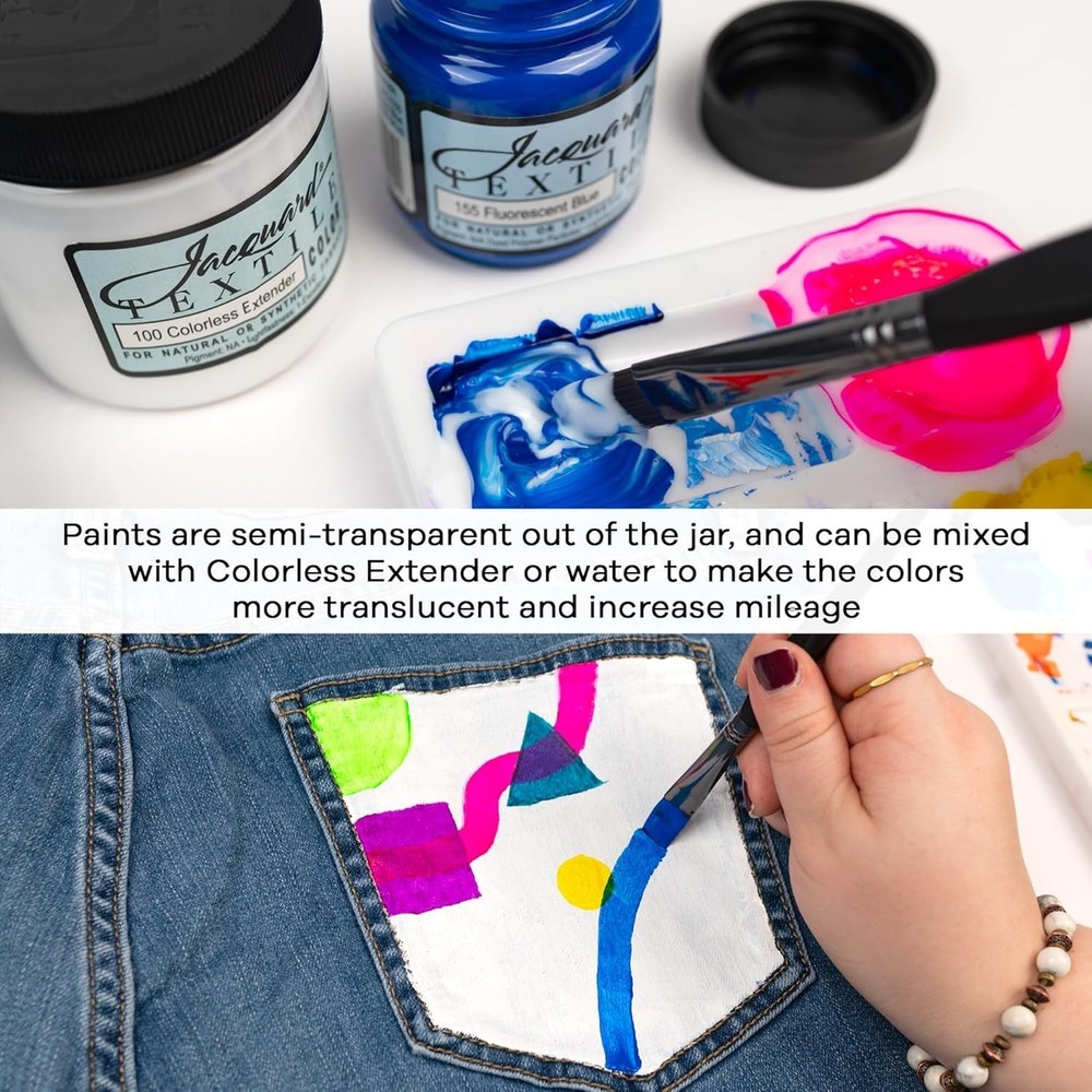 Textile 8 Color Primary/Secondary Color Set - Permanent Fabric Paint for Clot...