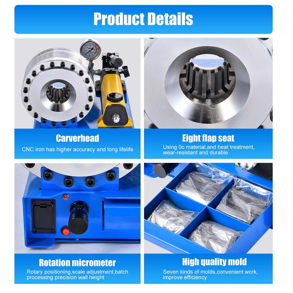 Hydraulic Pipe Pressing Machine Hose Crimping Pipe Crimper With 8 sets Dies
