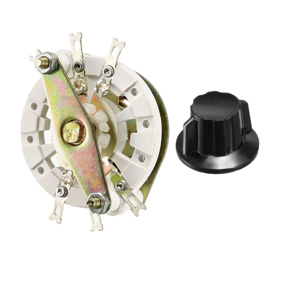 2P2T 2 Pole 2 Position 1 Deck Band Channel Rotary Switch Selector w Knobs