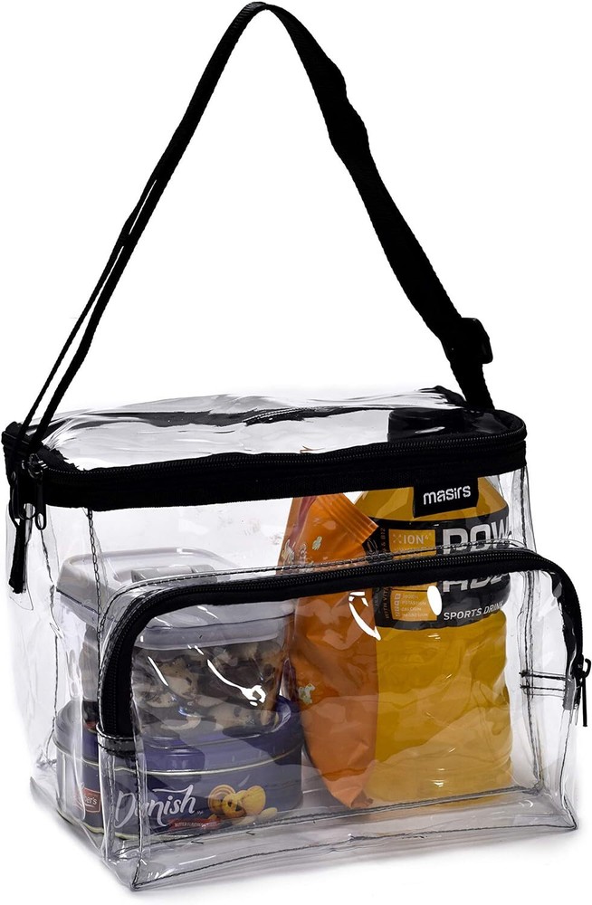 Masirs Clear Lunch Bag, Durable PVC Plastic See Through Medium,