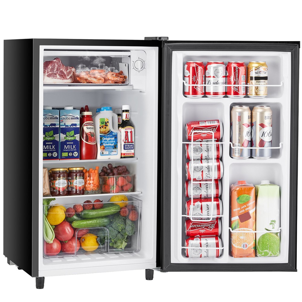 Mini Fridge with Freezer Small Refrigerator Adjustable Thermostat Low Noise