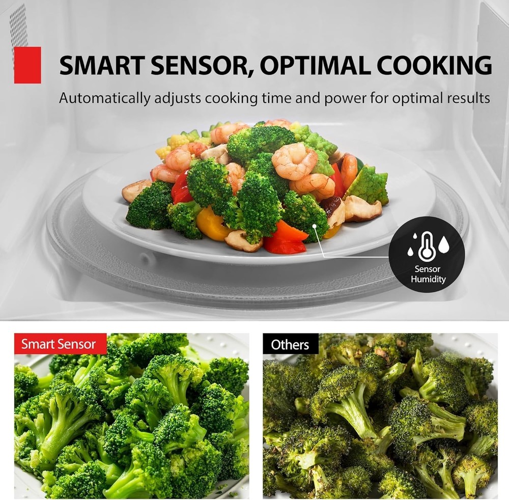 1000W Countertop Microwave - 1.2 Cu Ft with Smart Humidity Sensor & Easy Clean