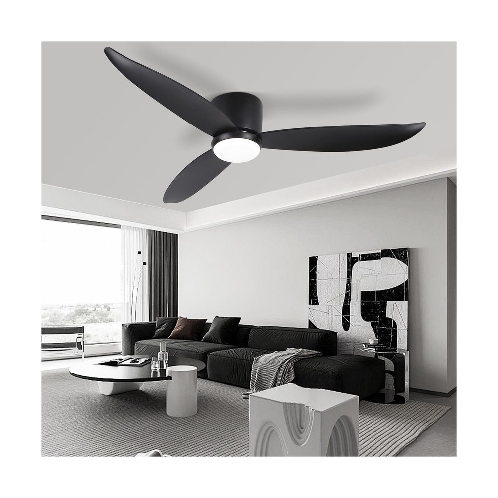 52 Inch Ceiling Fan with Light and Remote Control, LED Flush Mount Low Profil...