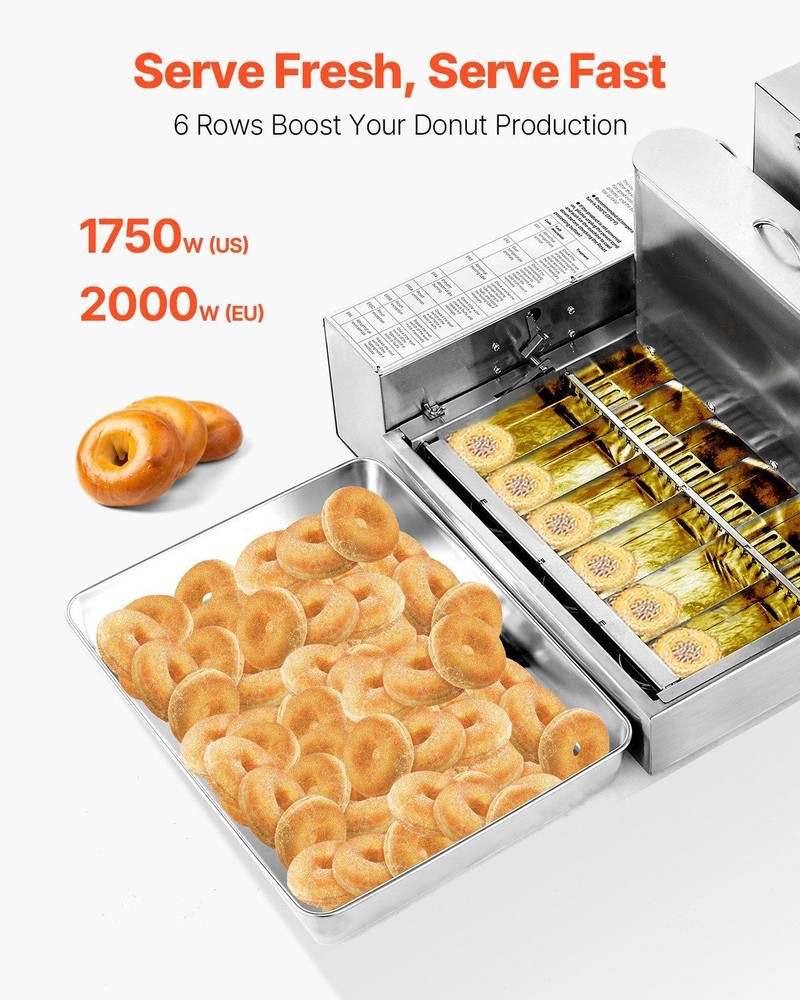 Commercial Automatic 6 Rows Donuts Making Equipment 360 pcs/hour
