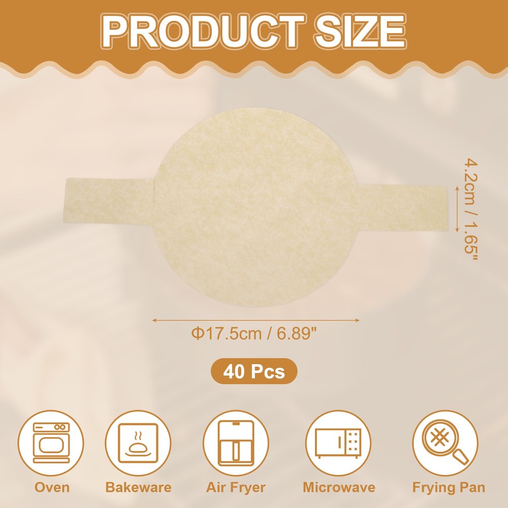 40 Sheets Parchment Paper Rounds, 7" Circle Baking Sheets, Brown