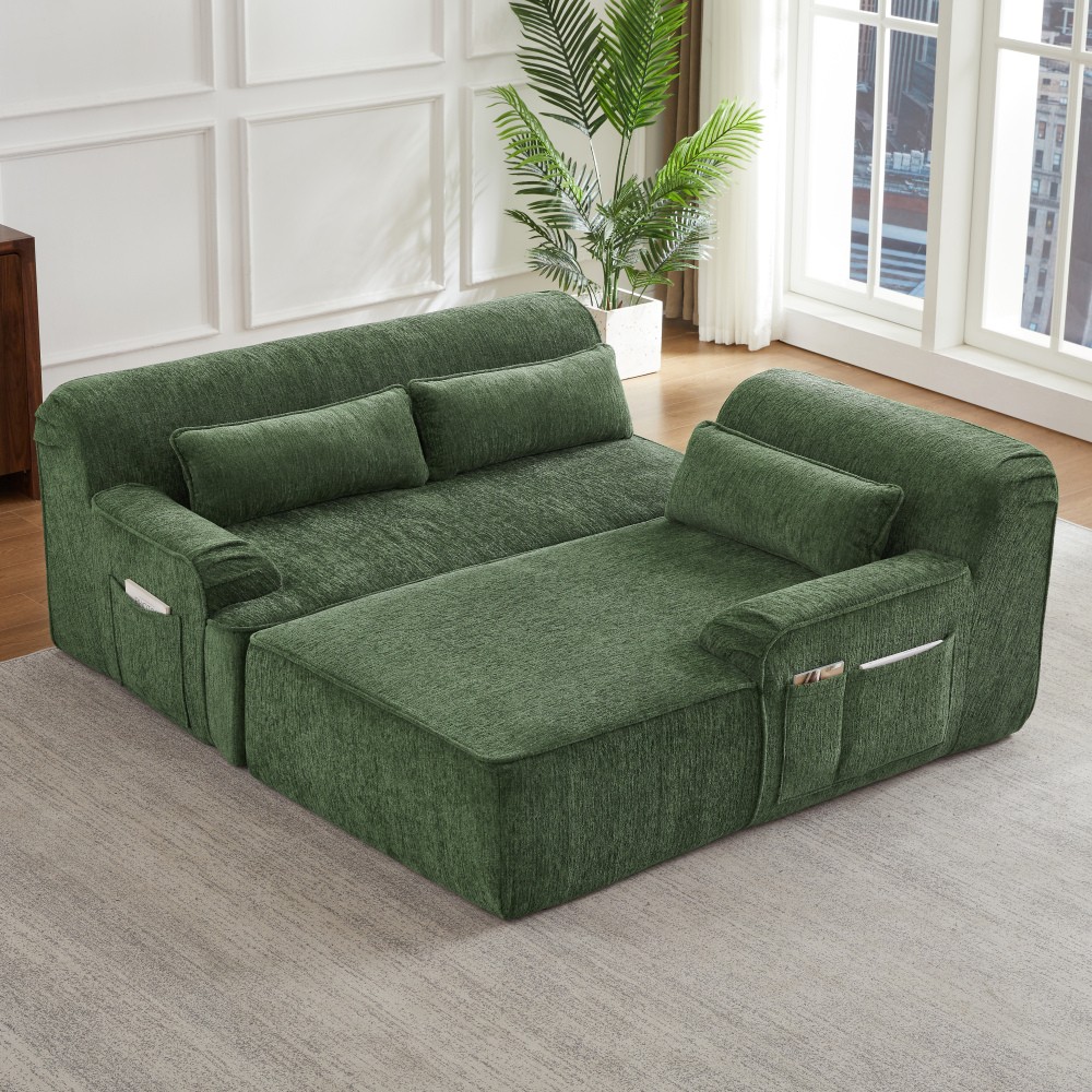 L-Shape Chenille Sectional Sofa, Comfy Sleeper Couch w/ No Assembly