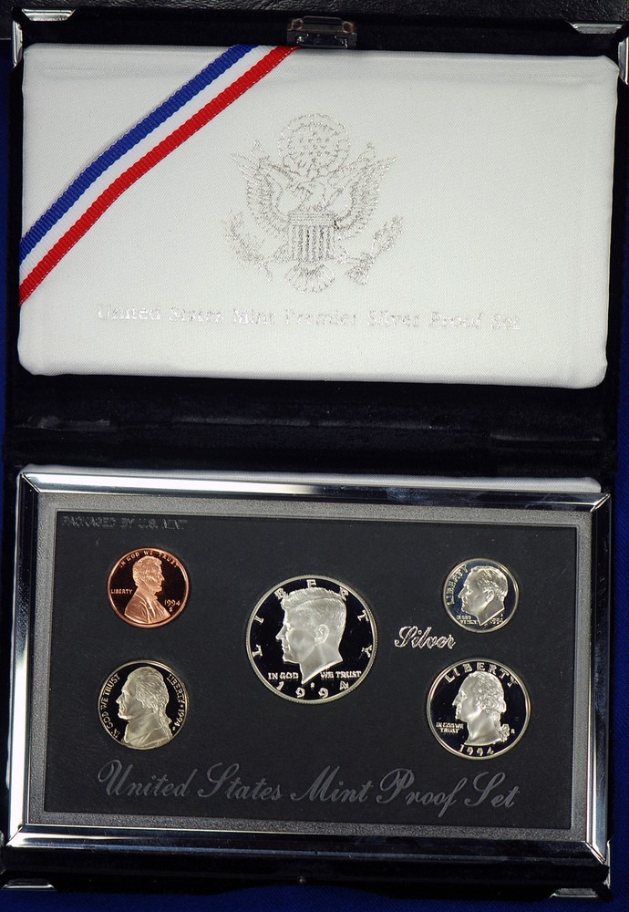 1994-s Premier SILVER Proof Set. Coins in Mint Made Custom Display Box