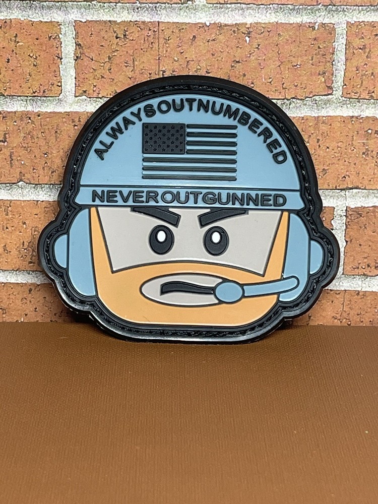 Tactical Morale Patch - PVC Never Out Gunned Operator Patch - Military Gun Patch