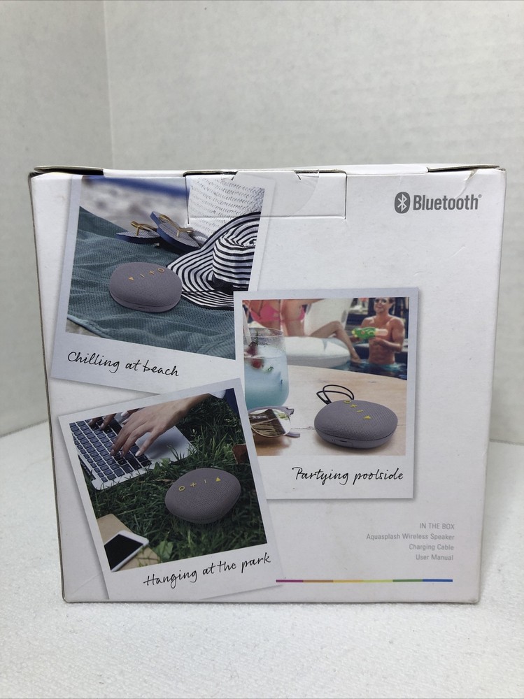 New Polaroid Aqua Splash Wireless Rugged Portable Bluetooth Speaker - Grey