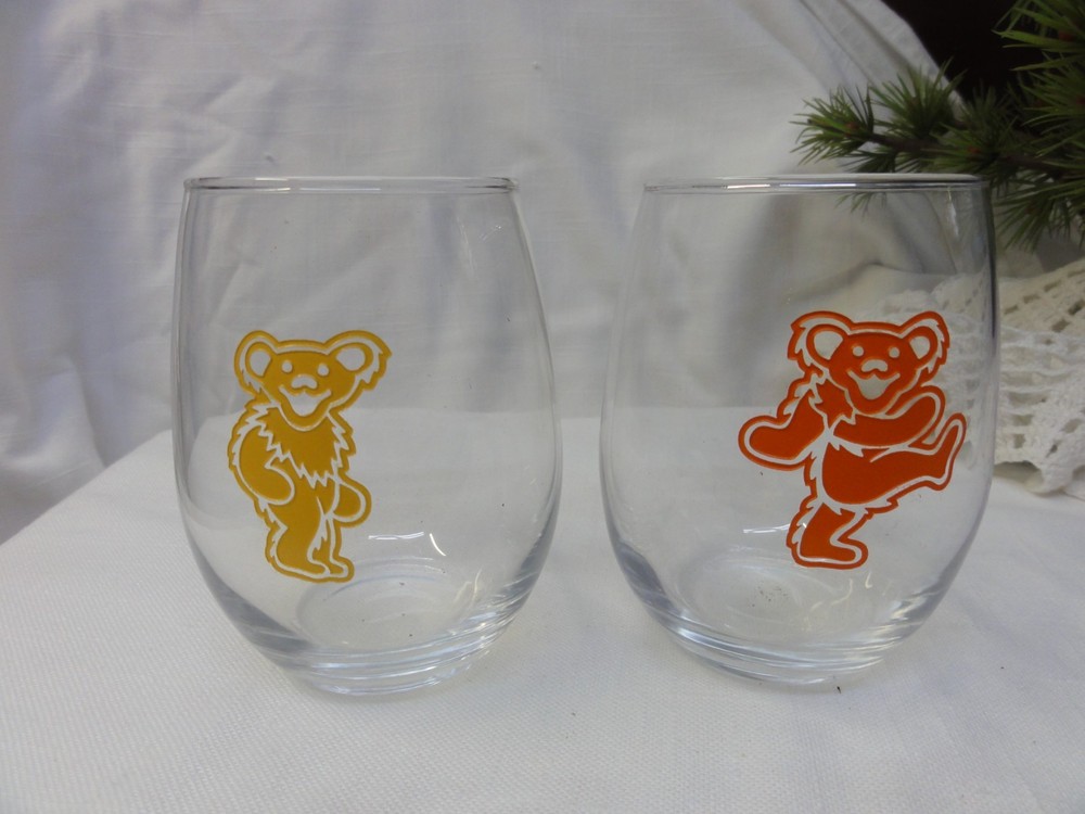 GRATEFUL DEAD Dancing Bears Embossed Juice Glasses Set 2
