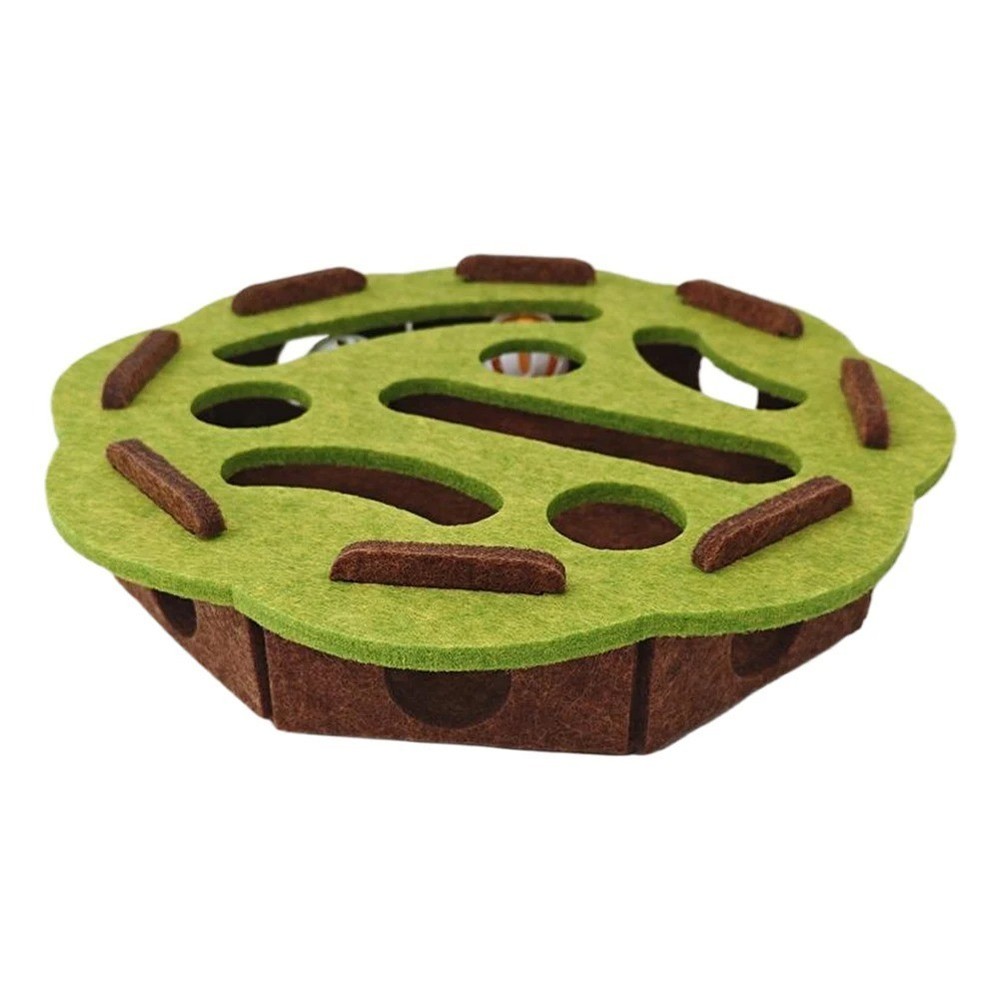 Interactive Cat Puzzle Toy - Felt Maze Box with Moving Elements for Indoor Play