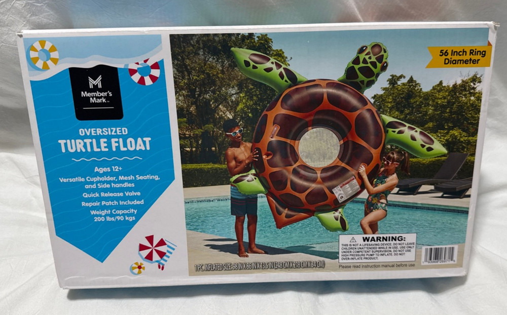 Member's Mark Oversized Turtle Pool Float, Mesh Seating, 56" Ring Diameter