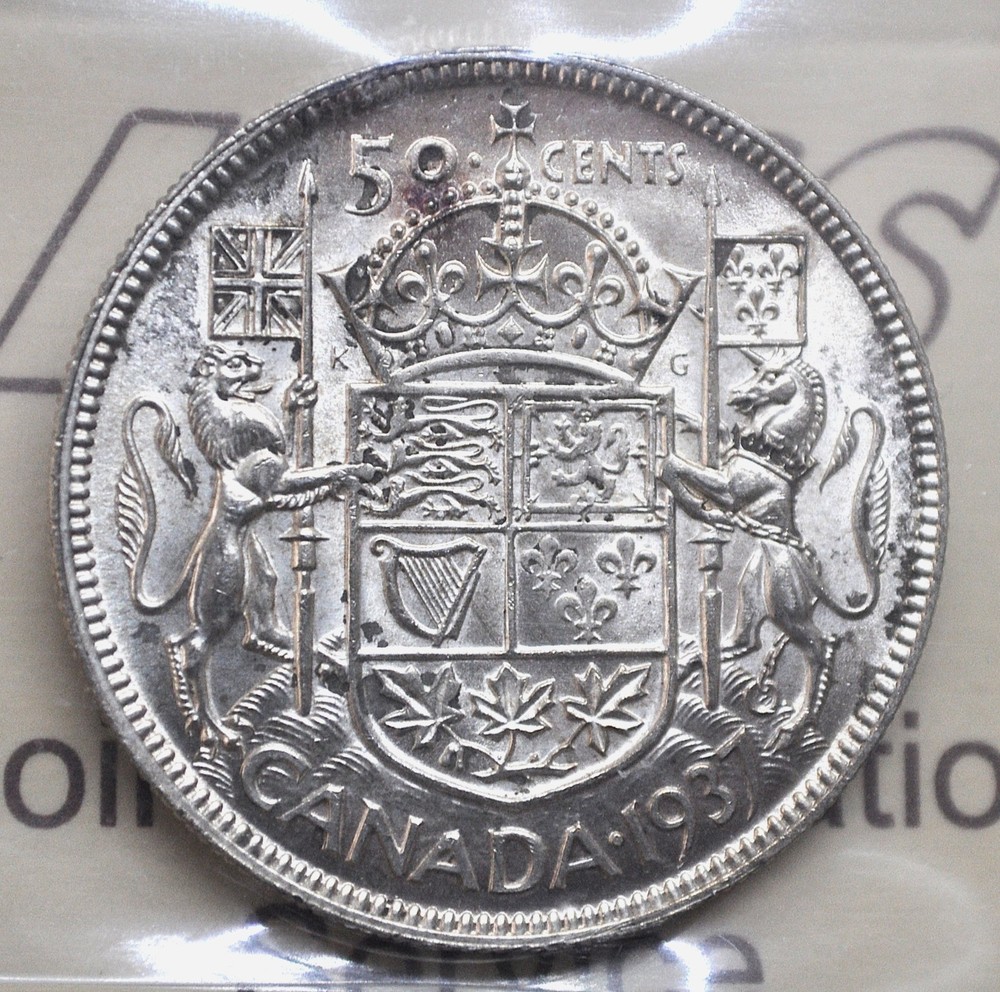 1937 Canada 50 cents ICCS graded MS-64