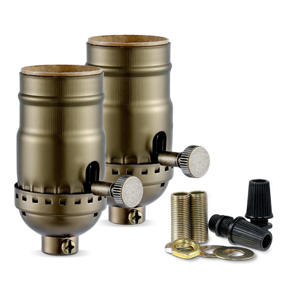 3 Way Lamp Socket with Twist Switch,E26 Standard Medium Screw Light Bulb Sock...