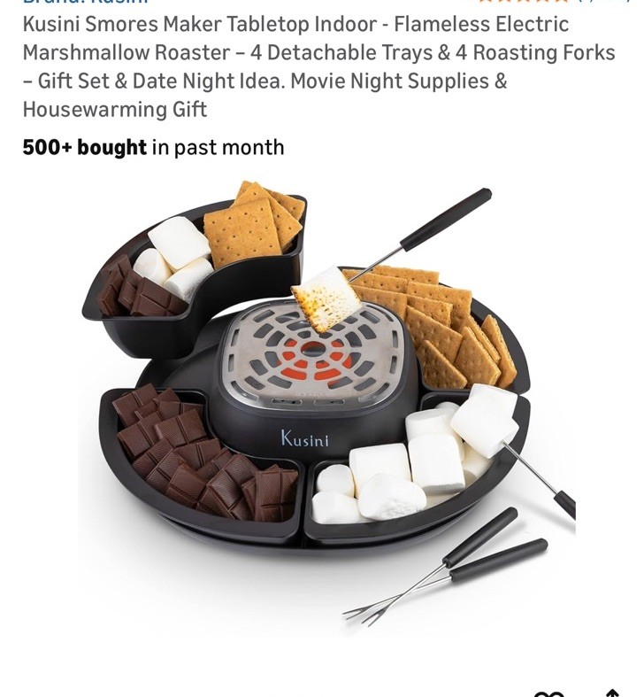 Flameless Electric Smores Maker - Marshmallow Roaster Tabletop Indoor