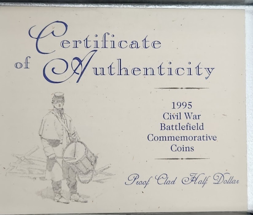 1995 Civil War Commemorative Half Dollar with COA and GOP