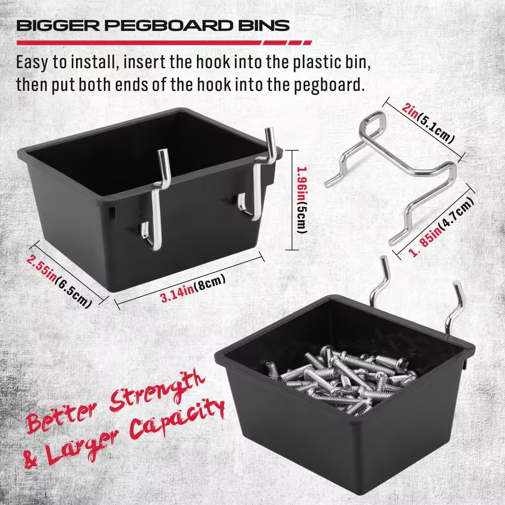 121-Piece Pegboard Hooks Set with Metal Tool Hooks, Peg Board Organizer Accessor