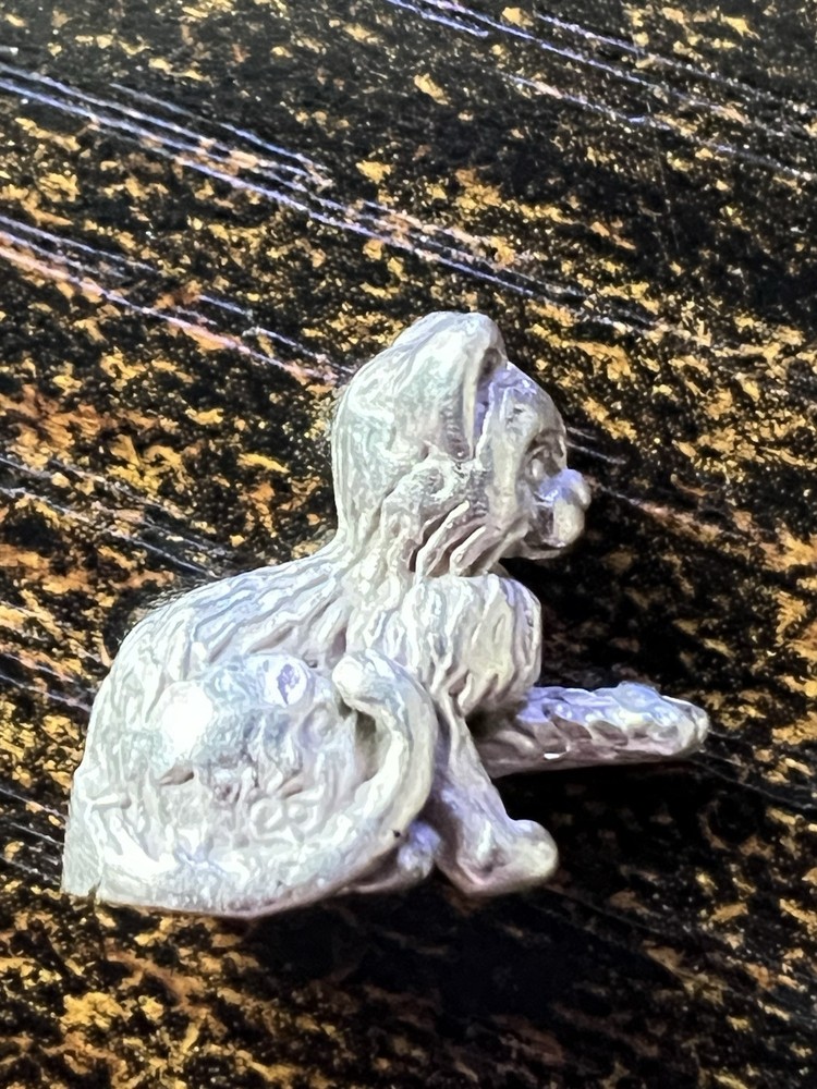 Miniature 925 Solid Silver Cat Kitten