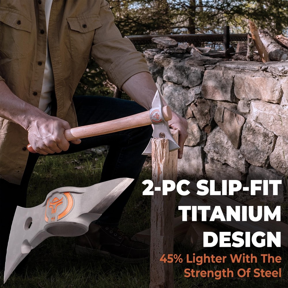 Wrango Tools Titanium Tomahawk Axe 18" & 11.5" Wood Hickory Spike End 2Pi...