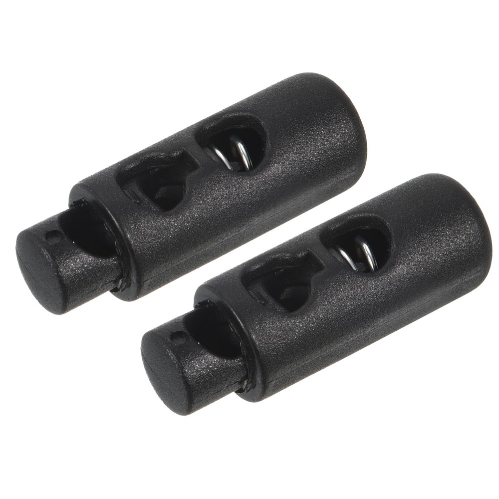 10pcs Plastic Cord Locks (0.94" x 0.27") Double Hole Spring End Toggle Stoppers