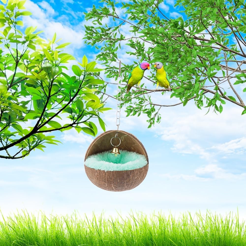 Natural Coconut Shell Bird Nest House Bed Breeding Nesting