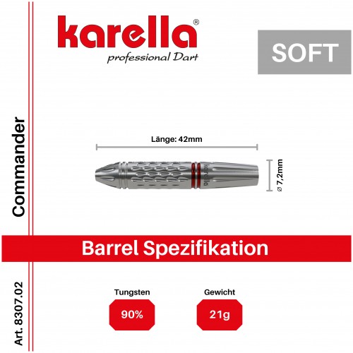 Soft Dart Karella Commander - Silver - 90% Tungsten - 21g